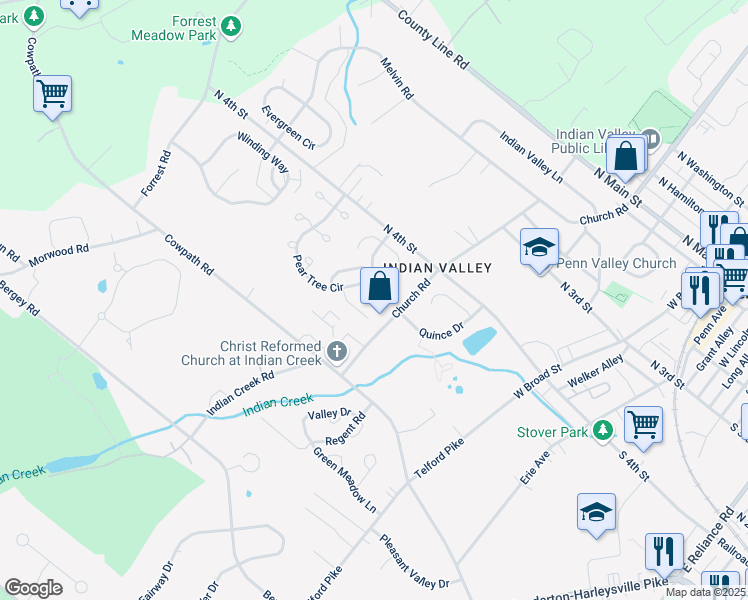 map of restaurants, bars, coffee shops, grocery stores, and more near 204 Nelis Court in Telford