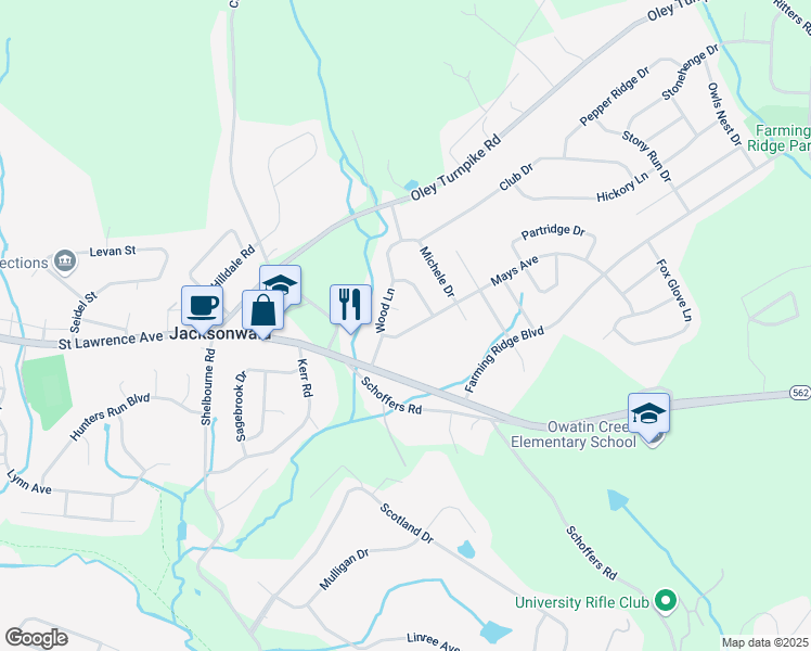 map of restaurants, bars, coffee shops, grocery stores, and more near 4407 Mays Avenue in Reading