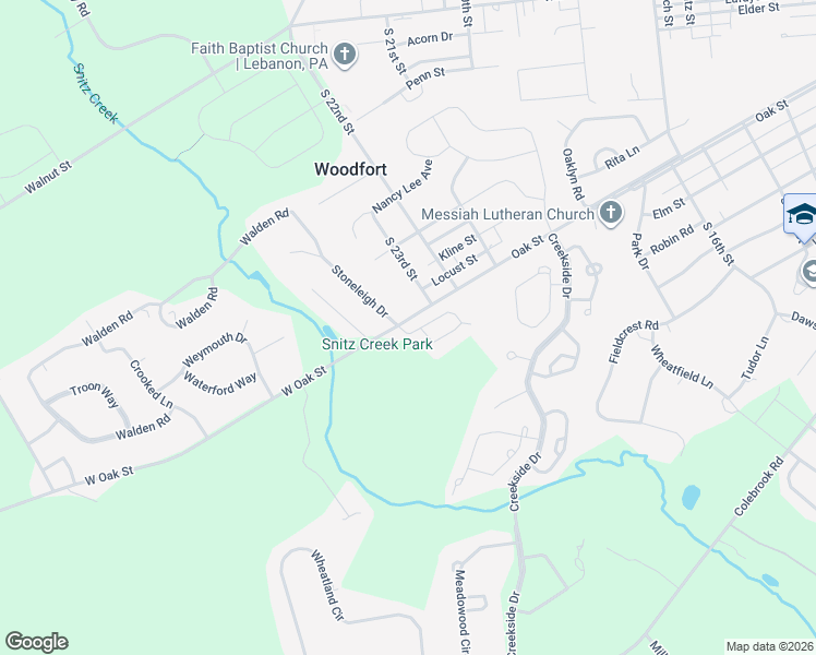 map of restaurants, bars, coffee shops, grocery stores, and more near Allwein Drive in Lebanon County