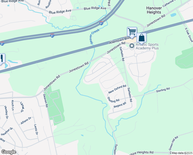 map of restaurants, bars, coffee shops, grocery stores, and more near 24 Meadow Run Place in Harrisburg