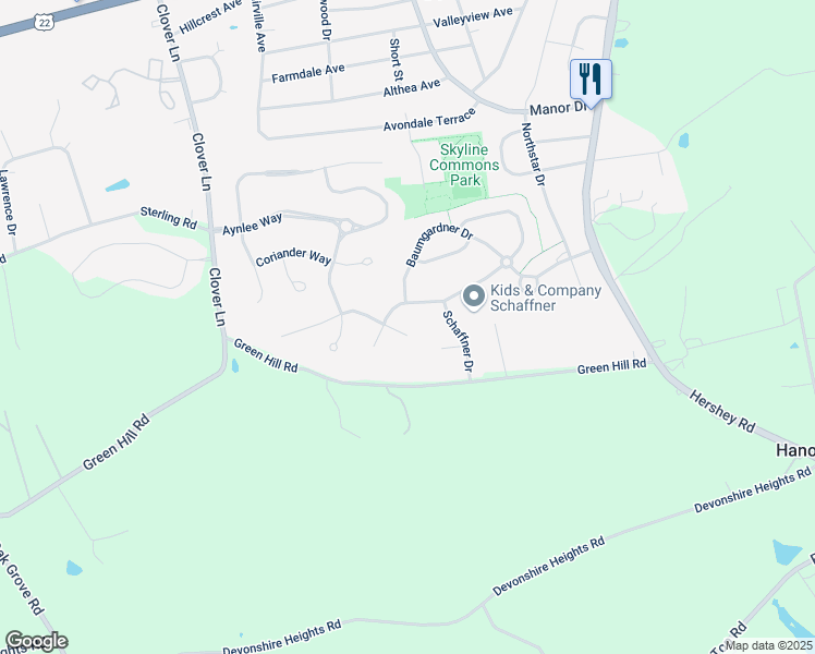 map of restaurants, bars, coffee shops, grocery stores, and more near 7704 Forney Way in Harrisburg