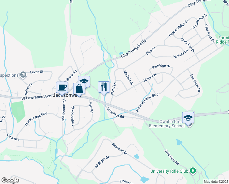 map of restaurants, bars, coffee shops, grocery stores, and more near 4401 Mays Avenue in Reading