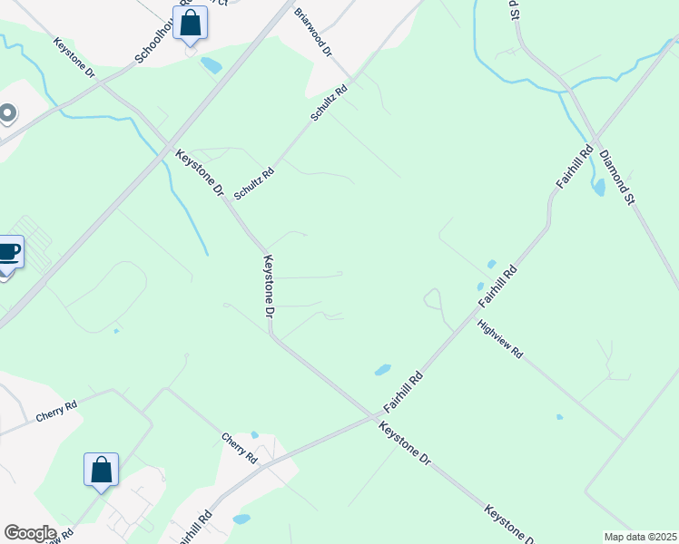 map of restaurants, bars, coffee shops, grocery stores, and more near 1107 Keystone Drive in Sellersville