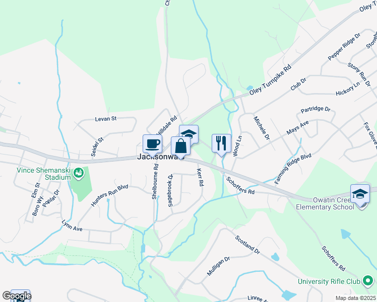 map of restaurants, bars, coffee shops, grocery stores, and more near 100 Church Lane Road in Reading