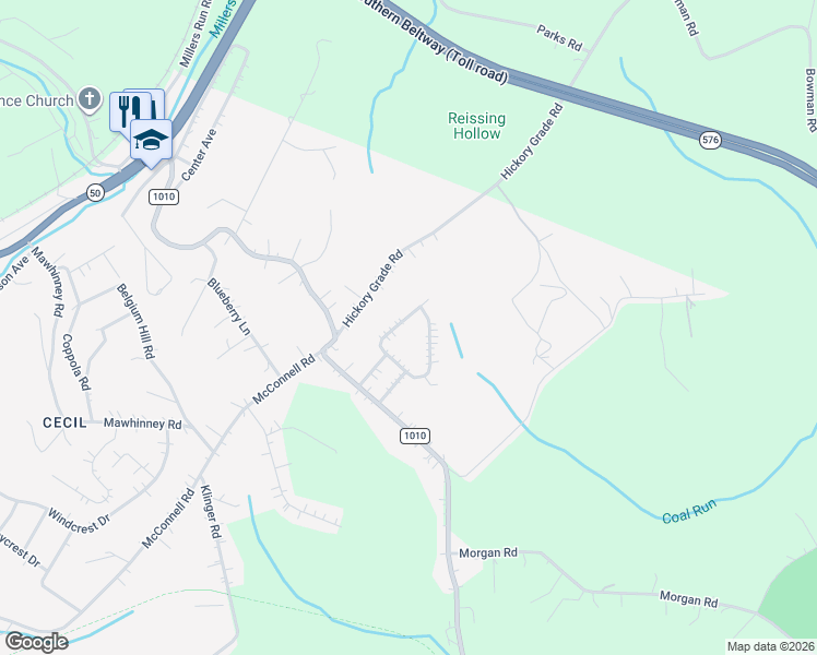 map of restaurants, bars, coffee shops, grocery stores, and more near 235 Parkwood Circle in Canonsburg