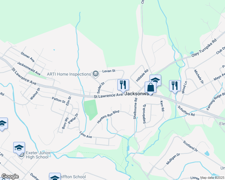 map of restaurants, bars, coffee shops, grocery stores, and more near 4143 Jacksonwald Avenue in Reading