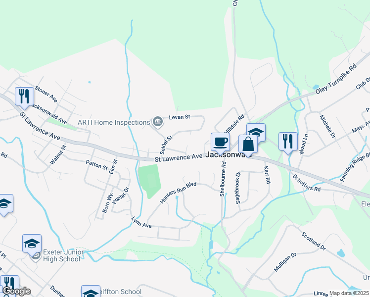 map of restaurants, bars, coffee shops, grocery stores, and more near 4143 Jacksonwald Avenue in Reading
