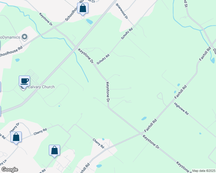map of restaurants, bars, coffee shops, grocery stores, and more near 1114 Keystone Drive in Sellersville