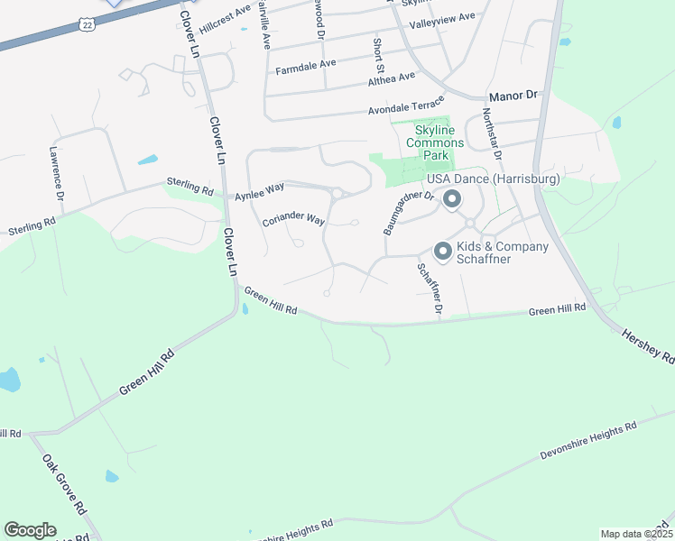 map of restaurants, bars, coffee shops, grocery stores, and more near 7667 Forney Way in Harrisburg