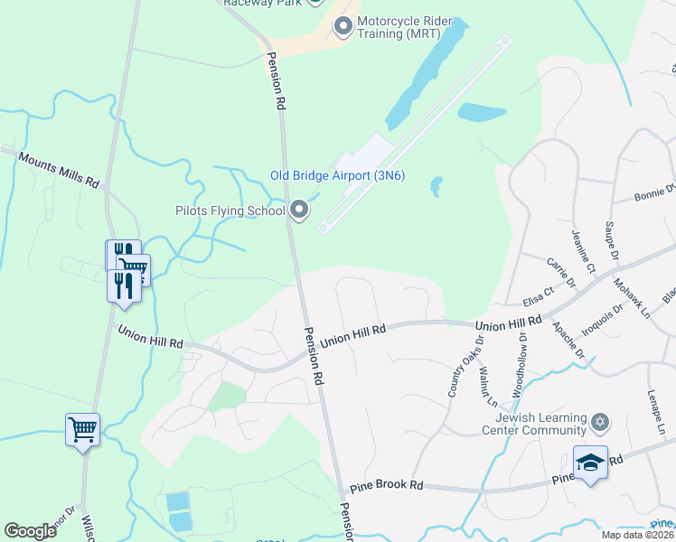 map of restaurants, bars, coffee shops, grocery stores, and more near 21 Kimberly Court in Manalapan Township