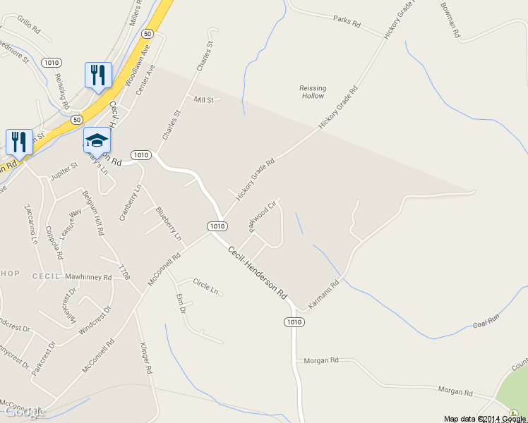 map of restaurants, bars, coffee shops, grocery stores, and more near 235 Parkwood Circle in Canonsburg