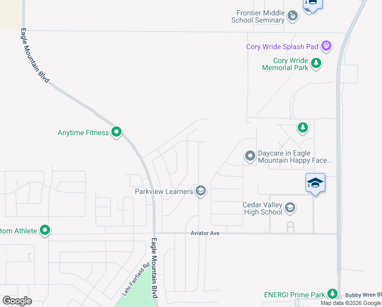 map of restaurants, bars, coffee shops, grocery stores, and more near 5394 Honey Suckle Way in Eagle Mountain