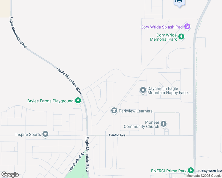 map of restaurants, bars, coffee shops, grocery stores, and more near 5395 North Cliffrose Drive in Eagle Mountain