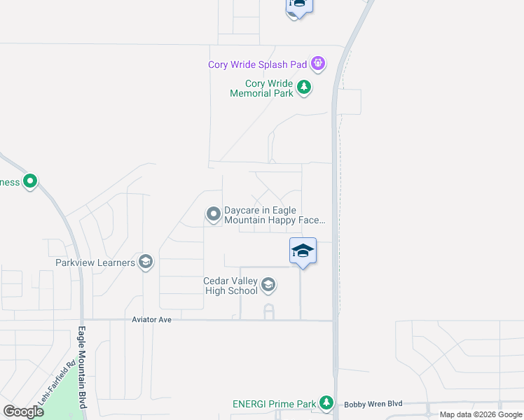 map of restaurants, bars, coffee shops, grocery stores, and more near 5401 North Orville Street in Eagle Mountain