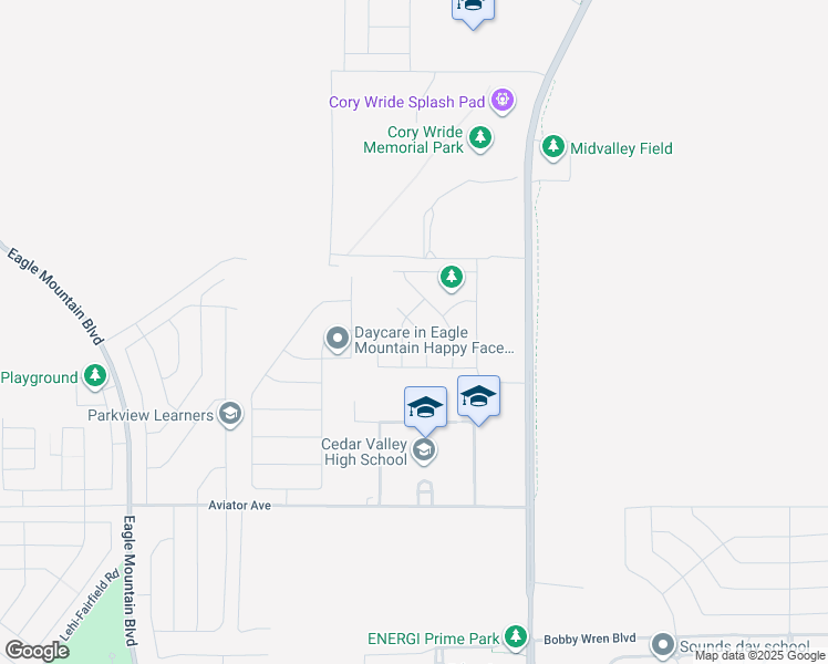 map of restaurants, bars, coffee shops, grocery stores, and more near 5401 North Orville Street in Eagle Mountain