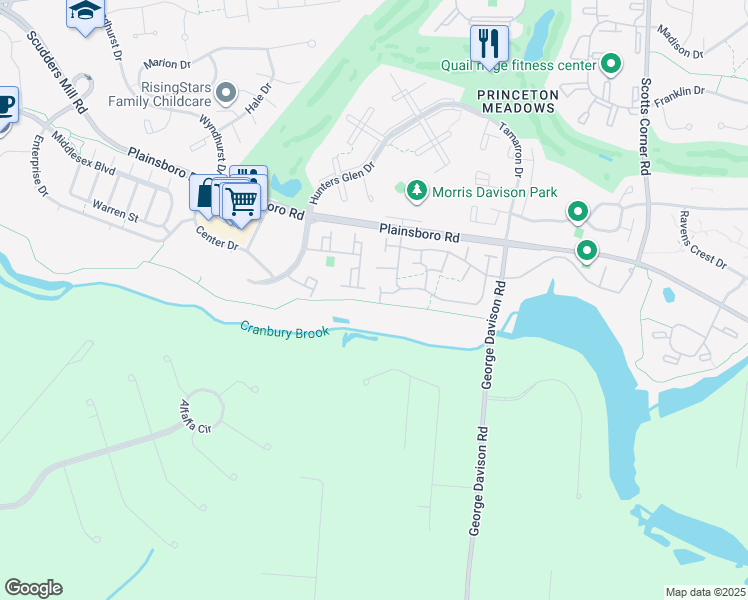 map of restaurants, bars, coffee shops, grocery stores, and more near 160 Thoreau Drive in Princeton Meadows