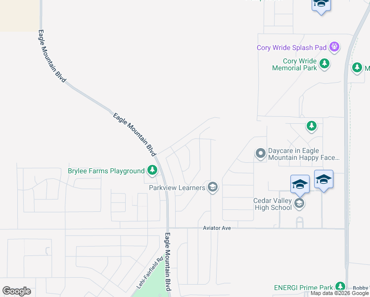 map of restaurants, bars, coffee shops, grocery stores, and more near Eagle Mountain Boulevard in Eagle Mountain