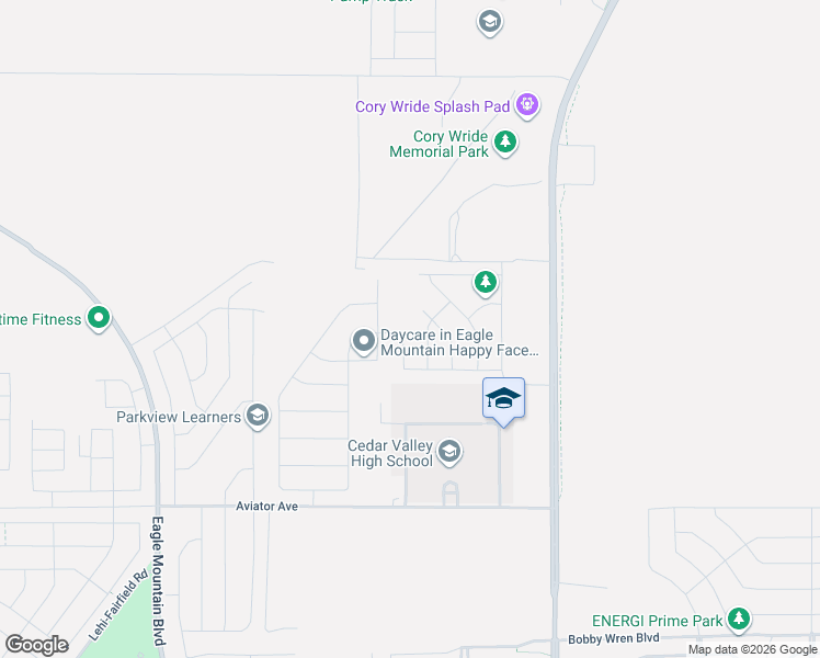 map of restaurants, bars, coffee shops, grocery stores, and more near 5410 North Lindbergh Lane in Eagle Mountain