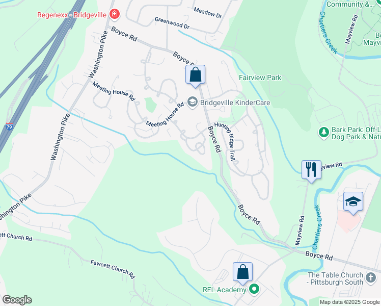 map of restaurants, bars, coffee shops, grocery stores, and more near 333 Ridge Pointe Circle in Bridgeville