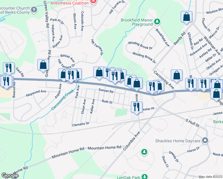 map of restaurants, bars, coffee shops, grocery stores, and more near 4332 West Penn Avenue in Sinking Spring