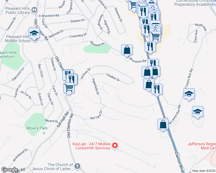 map of restaurants, bars, coffee shops, grocery stores, and more near 122 Hubbs Lane in Pittsburgh