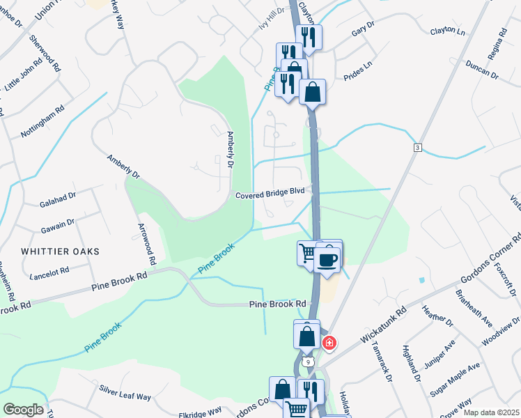 map of restaurants, bars, coffee shops, grocery stores, and more near 206 Covered Bridge Boulevard in Manalapan Township