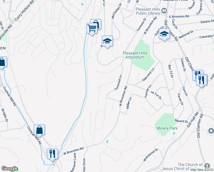 map of restaurants, bars, coffee shops, grocery stores, and more near 448 Woodrift Lane in Pittsburgh
