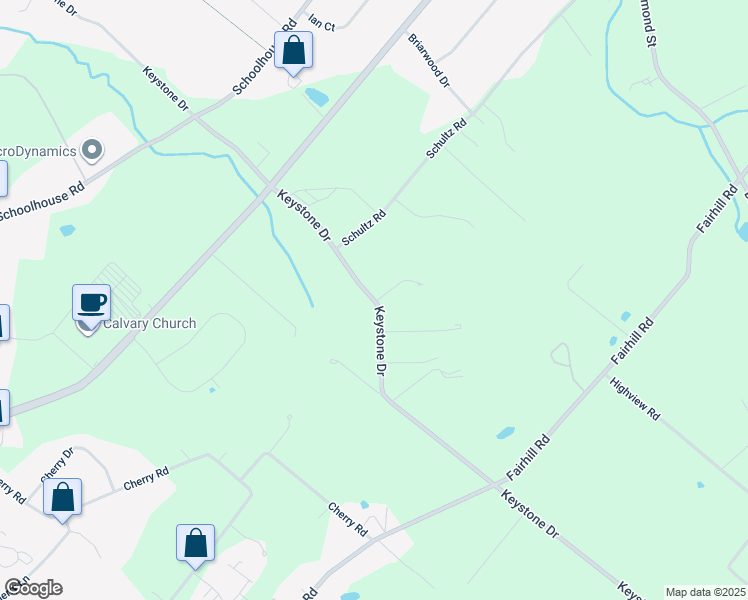 map of restaurants, bars, coffee shops, grocery stores, and more near 1107 Keystone Drive in Sellersville