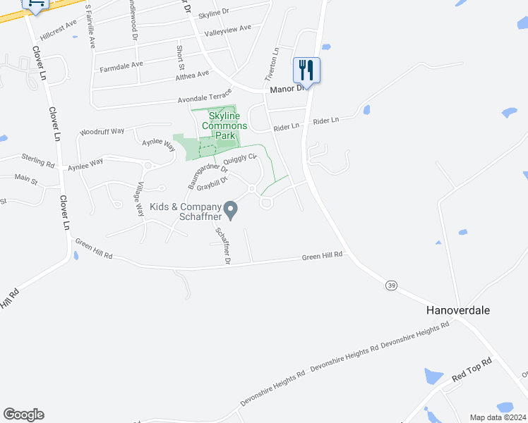 map of restaurants, bars, coffee shops, grocery stores, and more near 213 Hanover View Circle in Harrisburg