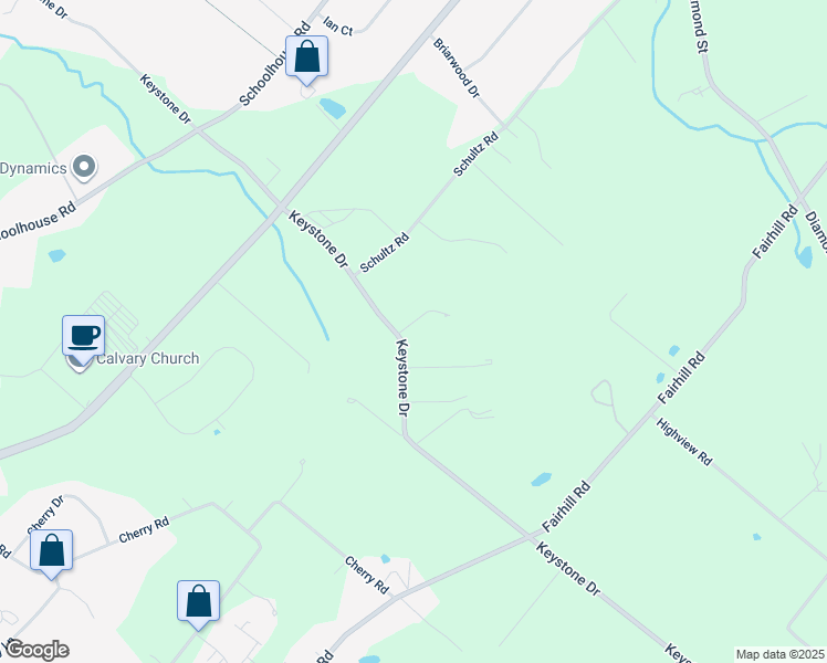 map of restaurants, bars, coffee shops, grocery stores, and more near 1027 Keystone Drive in Sellersville