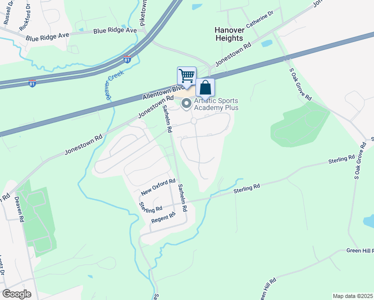 map of restaurants, bars, coffee shops, grocery stores, and more near 157 Radle Road in Dauphin County