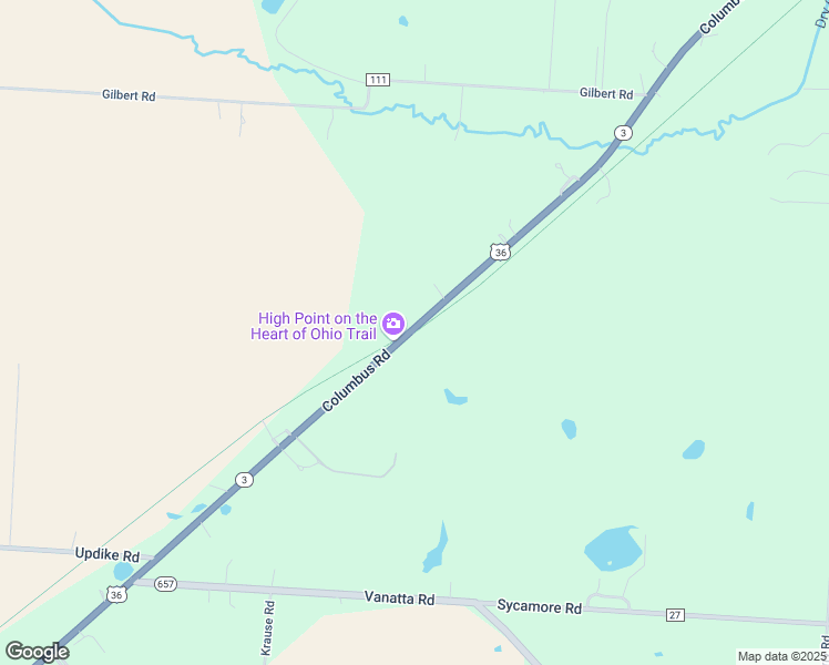 map of restaurants, bars, coffee shops, grocery stores, and more near Heart of Ohio Trail in Centerburg