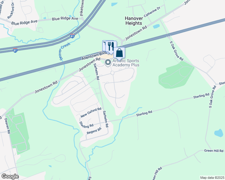 map of restaurants, bars, coffee shops, grocery stores, and more near 300 Bradford Boulevard in Harrisburg