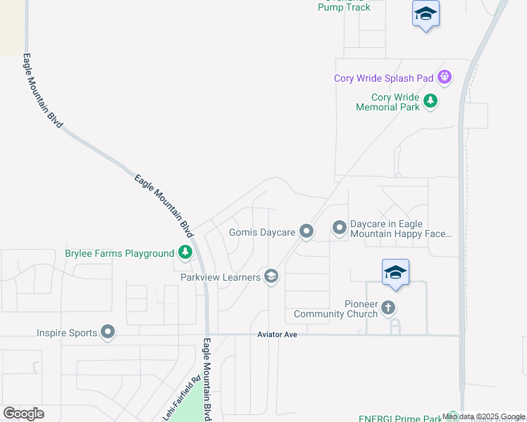 map of restaurants, bars, coffee shops, grocery stores, and more near 5443 North Cliffrose Drive in Eagle Mountain