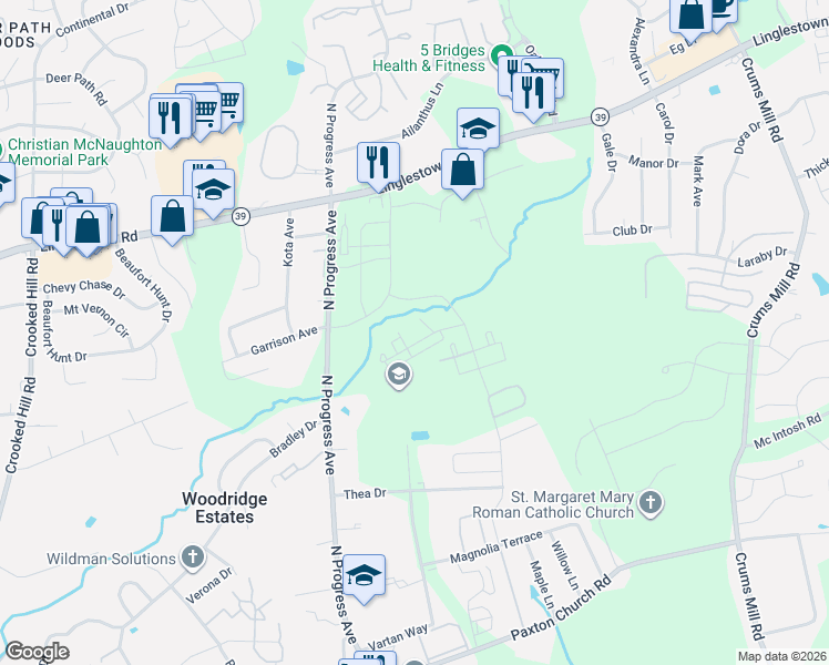 map of restaurants, bars, coffee shops, grocery stores, and more near 2615 Linglestown Rd in Harrisburg