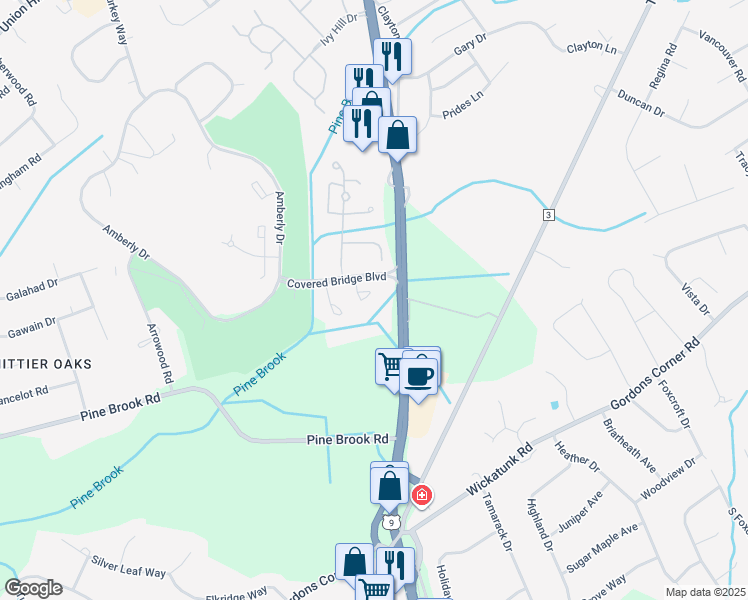 map of restaurants, bars, coffee shops, grocery stores, and more near 210 Covered Bridge Boulevard in Manalapan Township