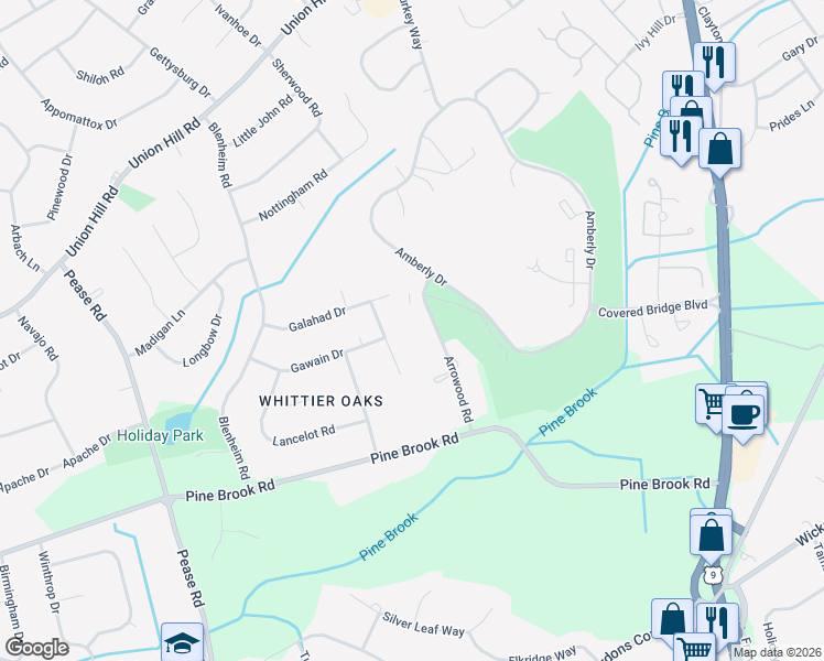 map of restaurants, bars, coffee shops, grocery stores, and more near 93 Arrowood Road in Manalapan Township
