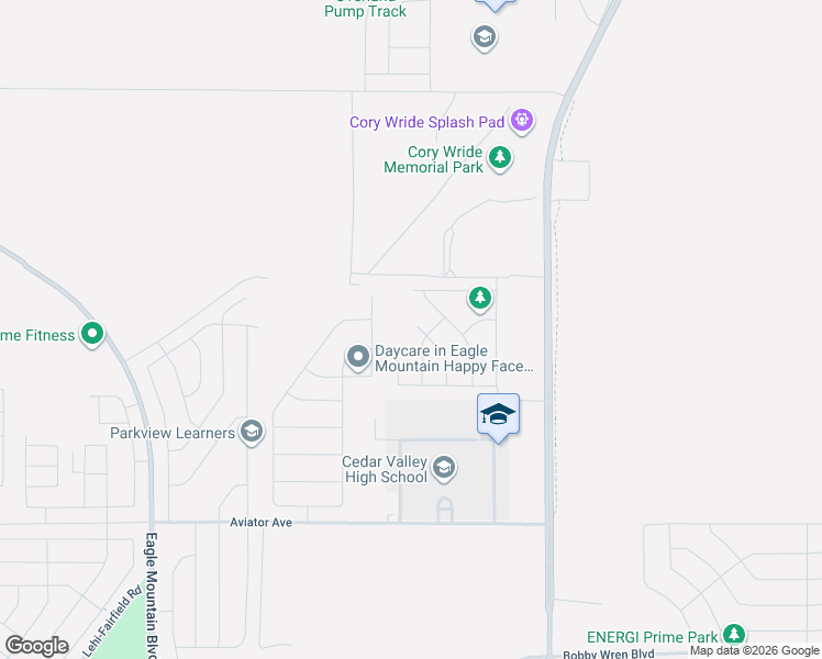 map of restaurants, bars, coffee shops, grocery stores, and more near 5451 Orville Street in Eagle Mountain