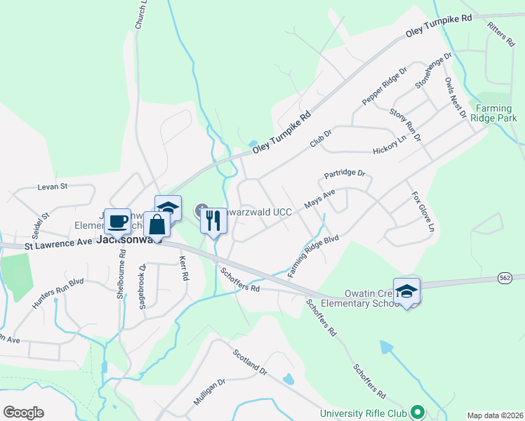 map of restaurants, bars, coffee shops, grocery stores, and more near 108 Center Lane in Reading