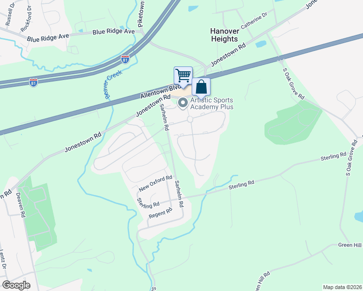 map of restaurants, bars, coffee shops, grocery stores, and more near 147 Radle Road in Dauphin County