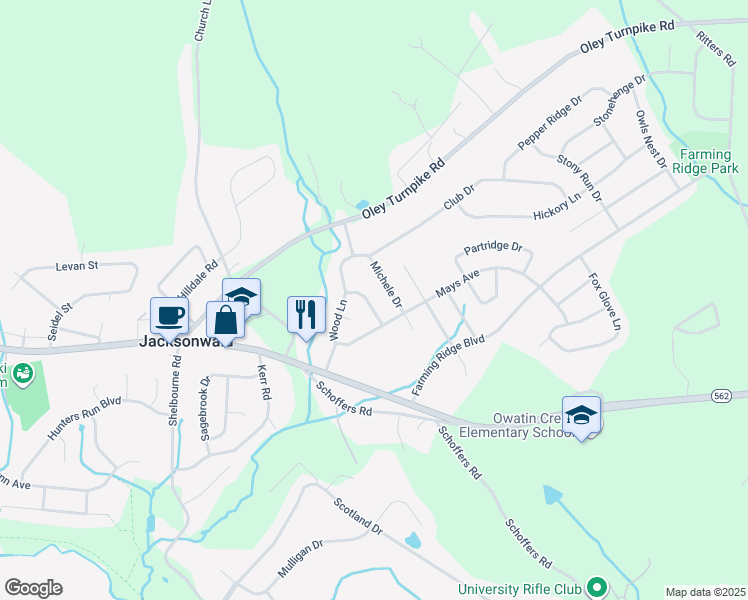 map of restaurants, bars, coffee shops, grocery stores, and more near 108 Center Lane in Reading