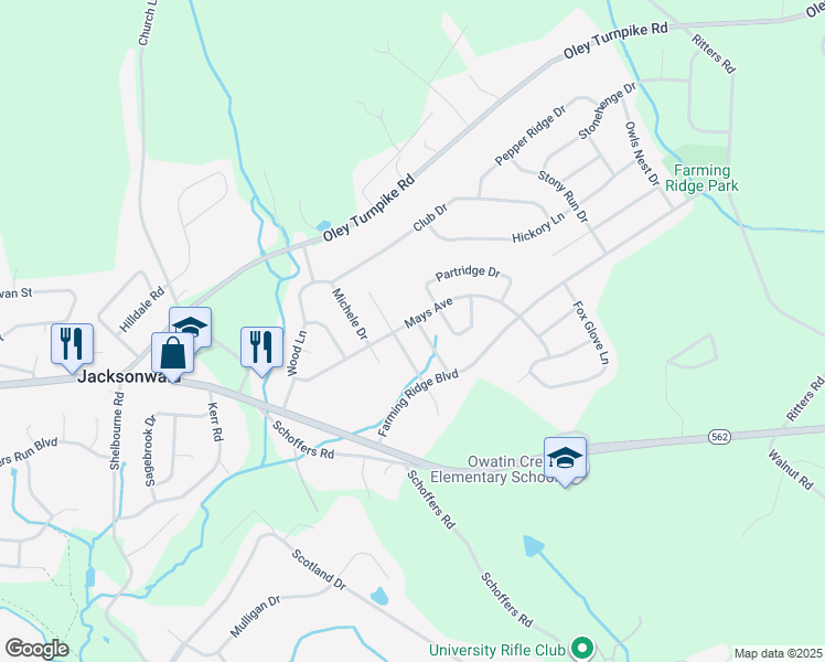 map of restaurants, bars, coffee shops, grocery stores, and more near 111 Harvest Lane in Reading