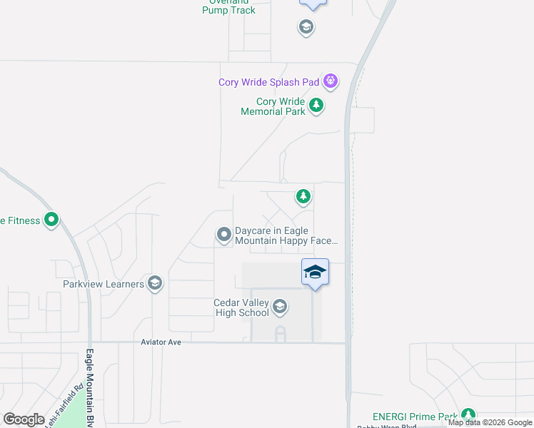 map of restaurants, bars, coffee shops, grocery stores, and more near 5451 Orville Street in Eagle Mountain