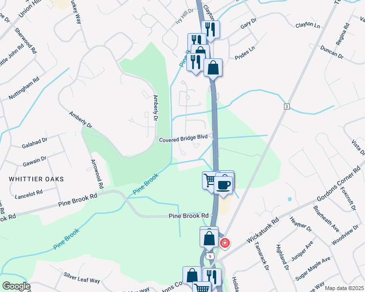 map of restaurants, bars, coffee shops, grocery stores, and more near 206 Covered Bridge Boulevard in Manalapan Township