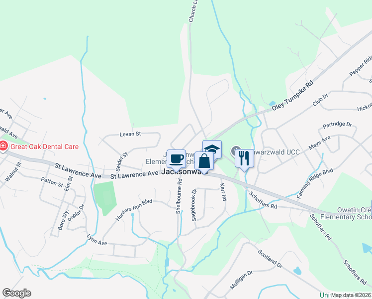 map of restaurants, bars, coffee shops, grocery stores, and more near 4334 Hilldale Road in Reading