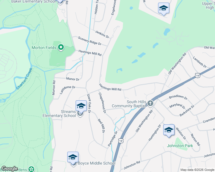 map of restaurants, bars, coffee shops, grocery stores, and more near 1671 Hastings Mill Road in Pittsburgh