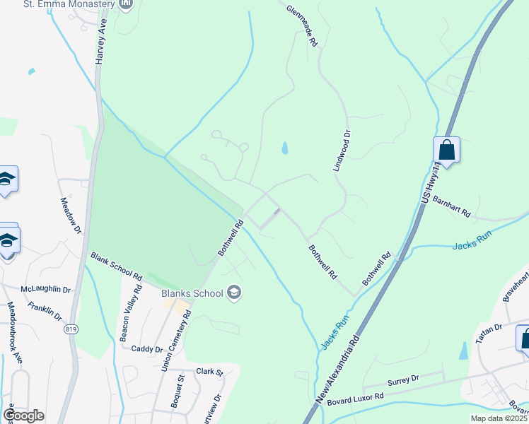 map of restaurants, bars, coffee shops, grocery stores, and more near 100 Freedom Road in Greensburg