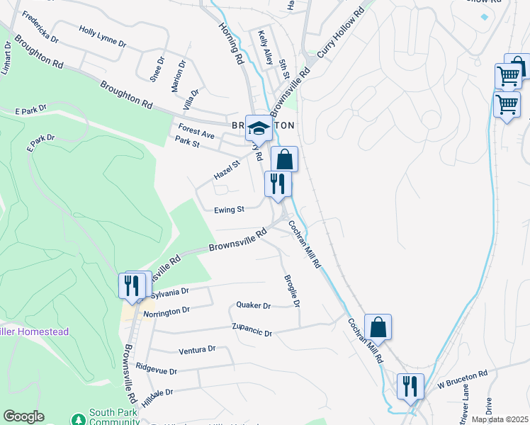 map of restaurants, bars, coffee shops, grocery stores, and more near 5922 Curry Road in Pittsburgh