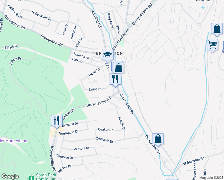 map of restaurants, bars, coffee shops, grocery stores, and more near 5922 Curry Road in Pittsburgh