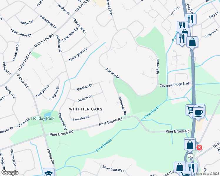 map of restaurants, bars, coffee shops, grocery stores, and more near 93 Arrowood Road in Manalapan Township